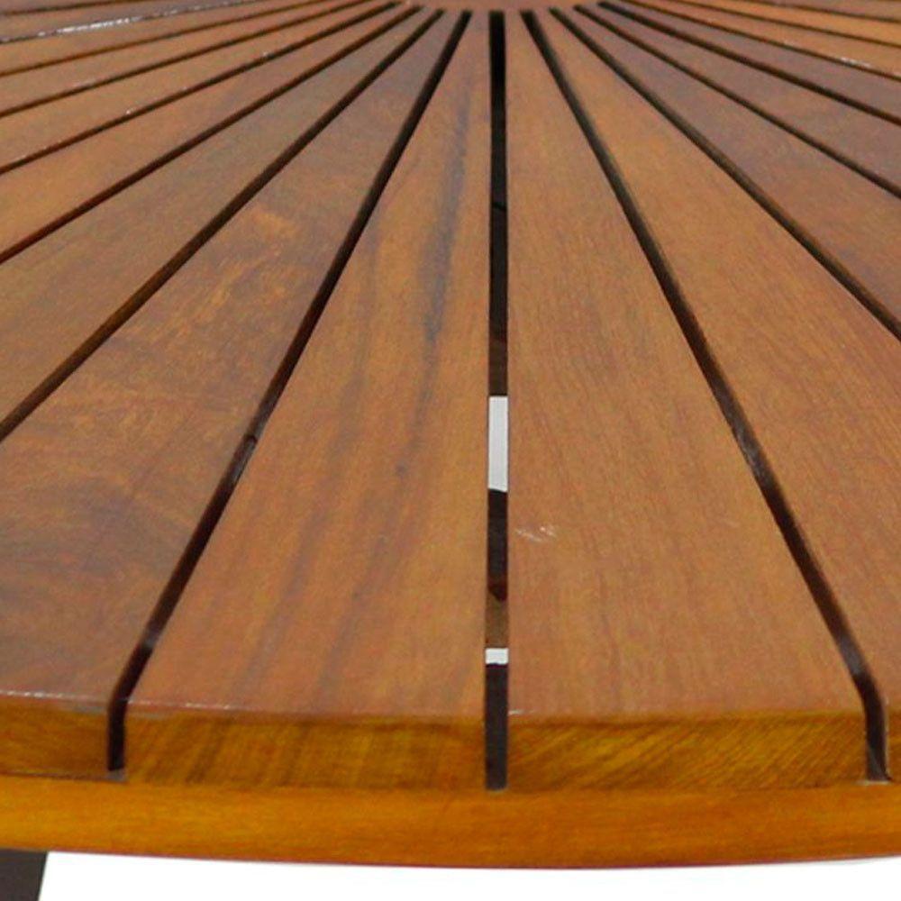 Mesa Bali 1,20m Tampo Madeira E Alumínio Varanda Jardim Marrom - 4