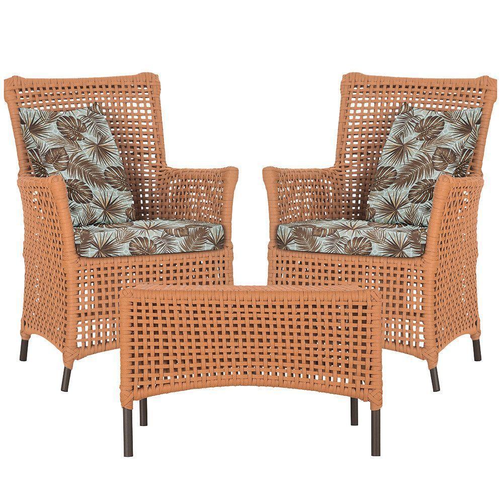 2 Poltronas E 1 Mesa Igapó Alumínio Marrom Corda Náutica E6 Terra Cota - 1