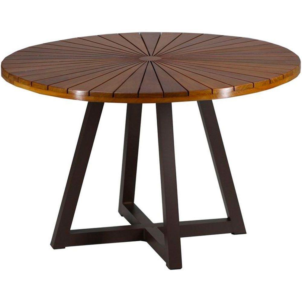 Mesa Bali 1,20m Tampo Madeira E Alumínio Varanda Jardim Preto - 1