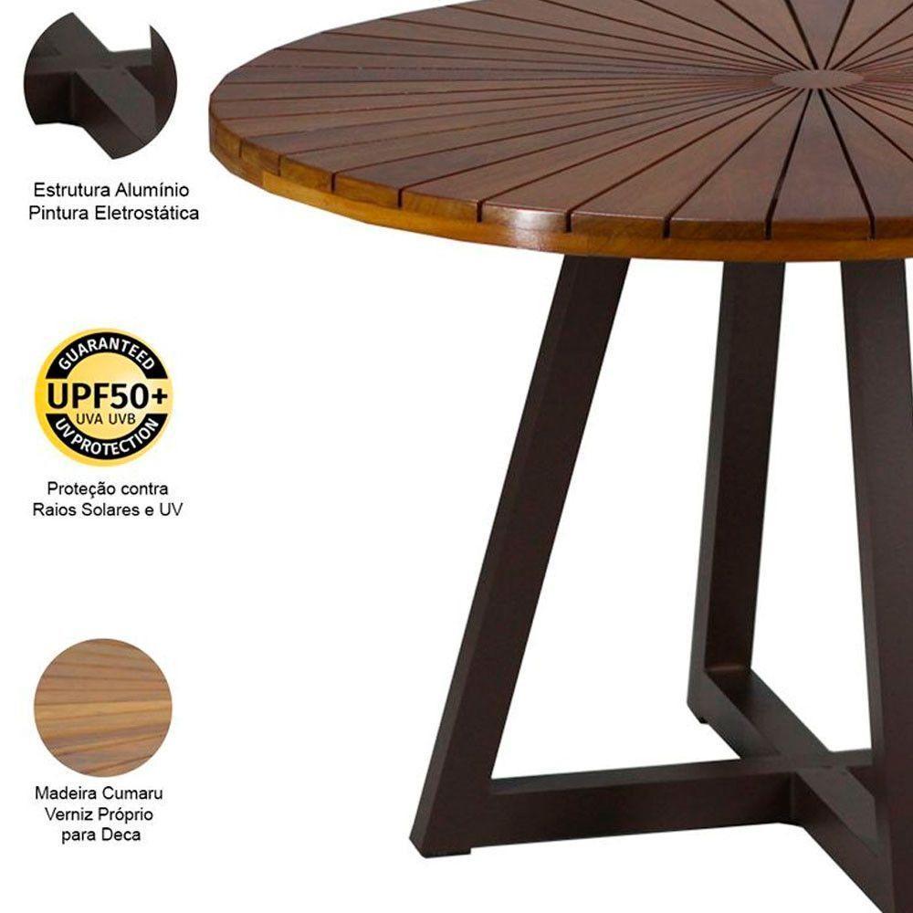 Mesa Bali 1,20m Tampo Madeira E Alumínio Varanda Jardim Preto - 2