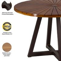 Mesa Bali 1,20m Tampo Madeira E Alumínio Varanda Jardim Preto - 2