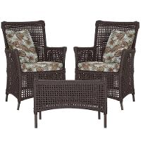 2 Poltronas E 1 Mesa Igapó Alumínio Marrom Corda Náutica E6 Marrom - 1