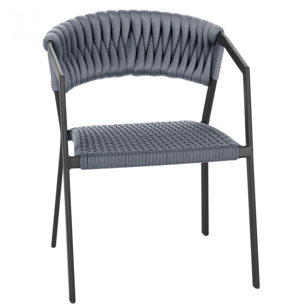 Cadeira Atenas Tricô Náutico E Alumínio Proteção Uv Varanda Prata - 1