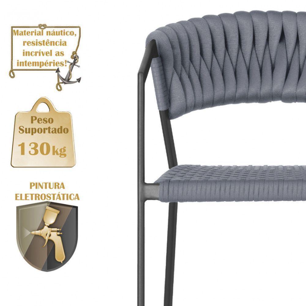 Cadeira Atenas Tricô Náutico E Alumínio Proteção Uv Varanda Prata - 6