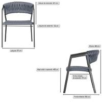 Cadeira Atenas Tricô Náutico E Alumínio Proteção Uv Varanda Prata - 3