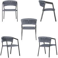 Cadeira Atenas Tricô Náutico E Alumínio Proteção Uv Varanda Prata - 5