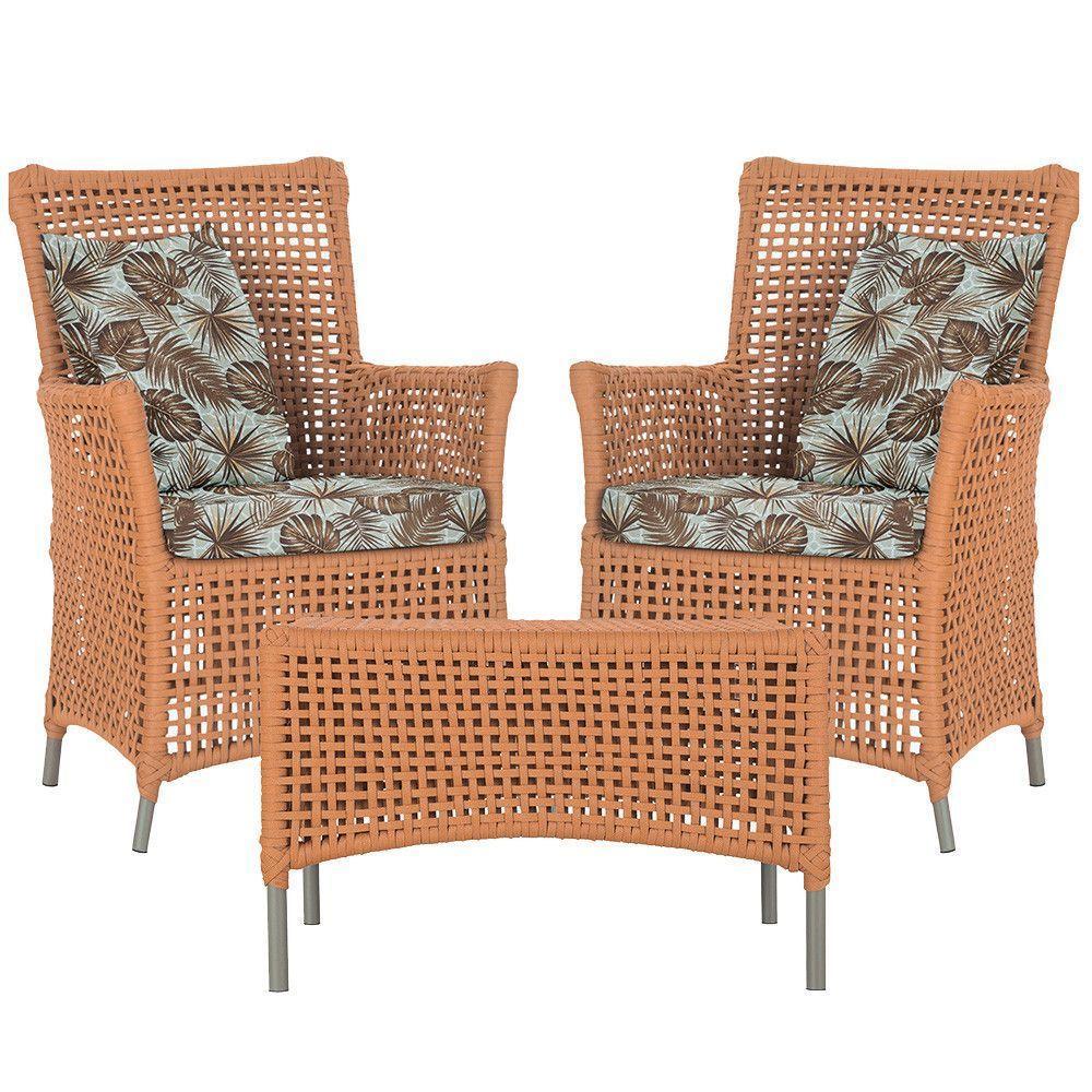 2 Poltronas E 1 Mesa Igapó Alumínio Fendi Corda Náutica E6 Terra Cota - 1