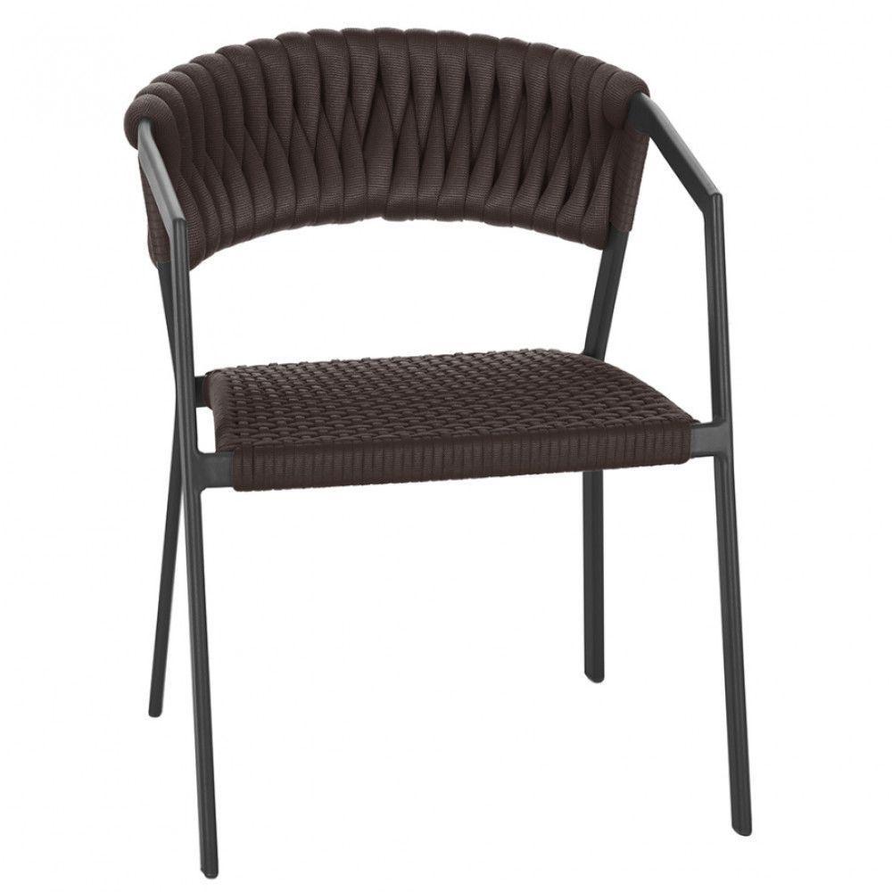 Cadeira Atenas Tricô Náutico E Alumínio Proteção Uv Varanda Marrom - 1