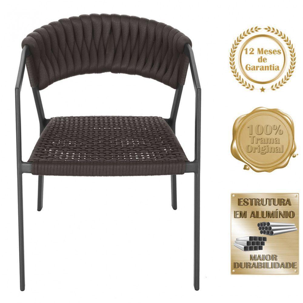Cadeira Atenas Tricô Náutico E Alumínio Proteção Uv Varanda Marrom - 5