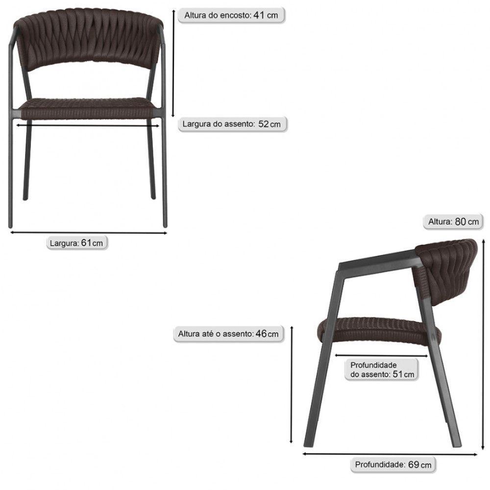 Cadeira Atenas Tricô Náutico E Alumínio Proteção Uv Varanda Marrom - 6