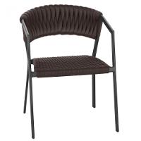 Cadeira Atenas Tricô Náutico E Alumínio Proteção Uv Varanda Marrom - 1