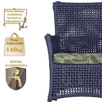 2 Poltronas 1 Mesa Igapó Em Alumínio Preta Corda Náutica E5 Azul - 3