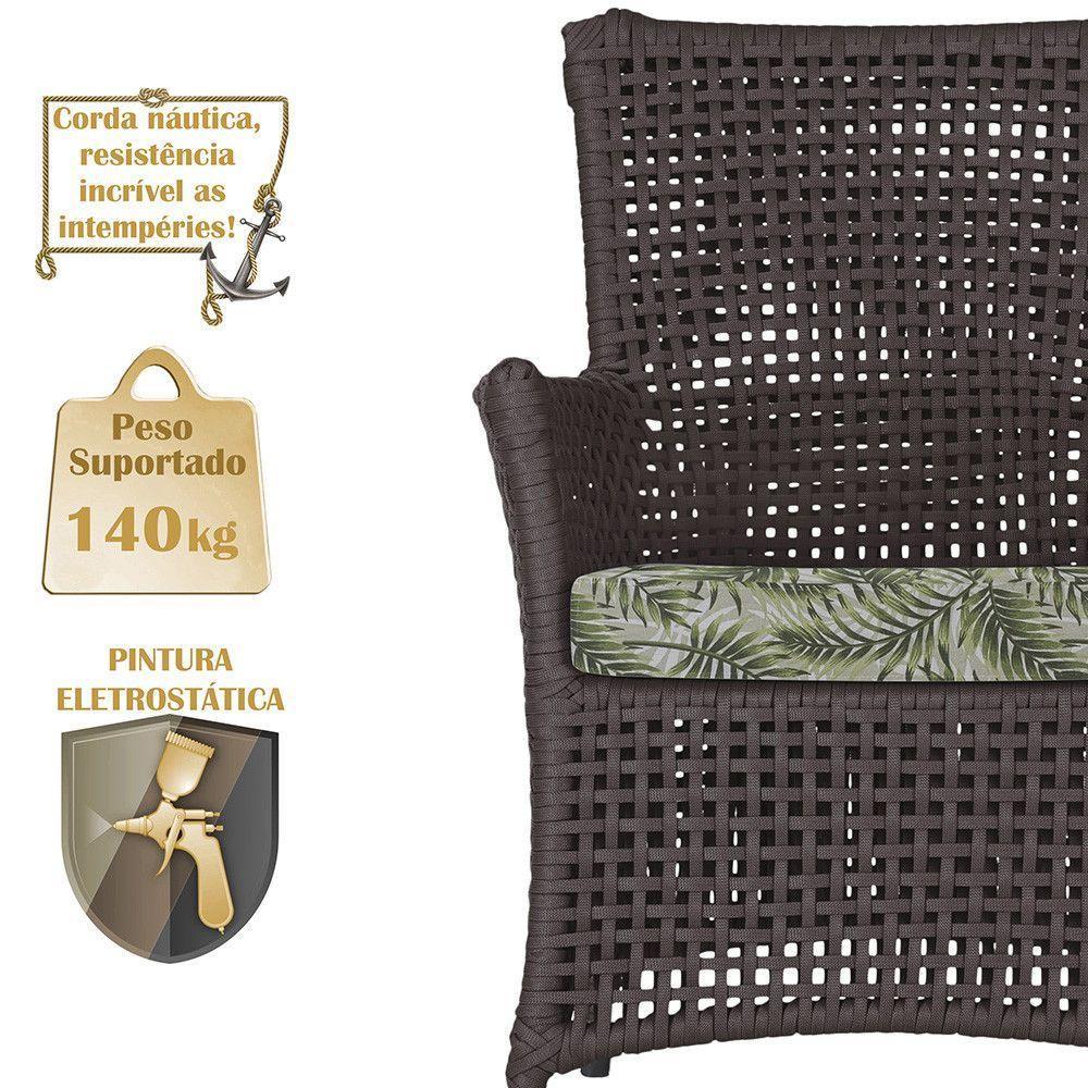 2 Poltronas 1 Mesa Igapó Em Alumínio Preta Corda Náutica E5 Marrom - 4