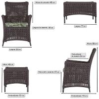 2 Poltronas 1 Mesa Igapó Em Alumínio Preta Corda Náutica E5 Marrom - 6