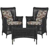 2 Poltronas E 1 Mesa Igapó Alumínio Marrom Corda Náutica E6 Preto - 1