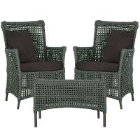 2 Poltronas E 1 Mesa Igapó Alumínio Marrom Corda Náutica E9 Verde - 1