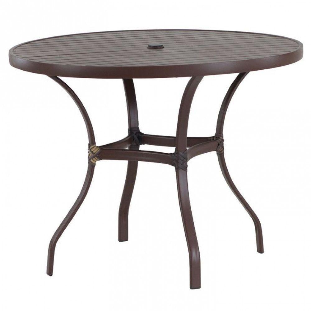 Mesa Roma Com Tampo Ripado 80cm Alumínio - Varanda Cozinha Marrom - 1