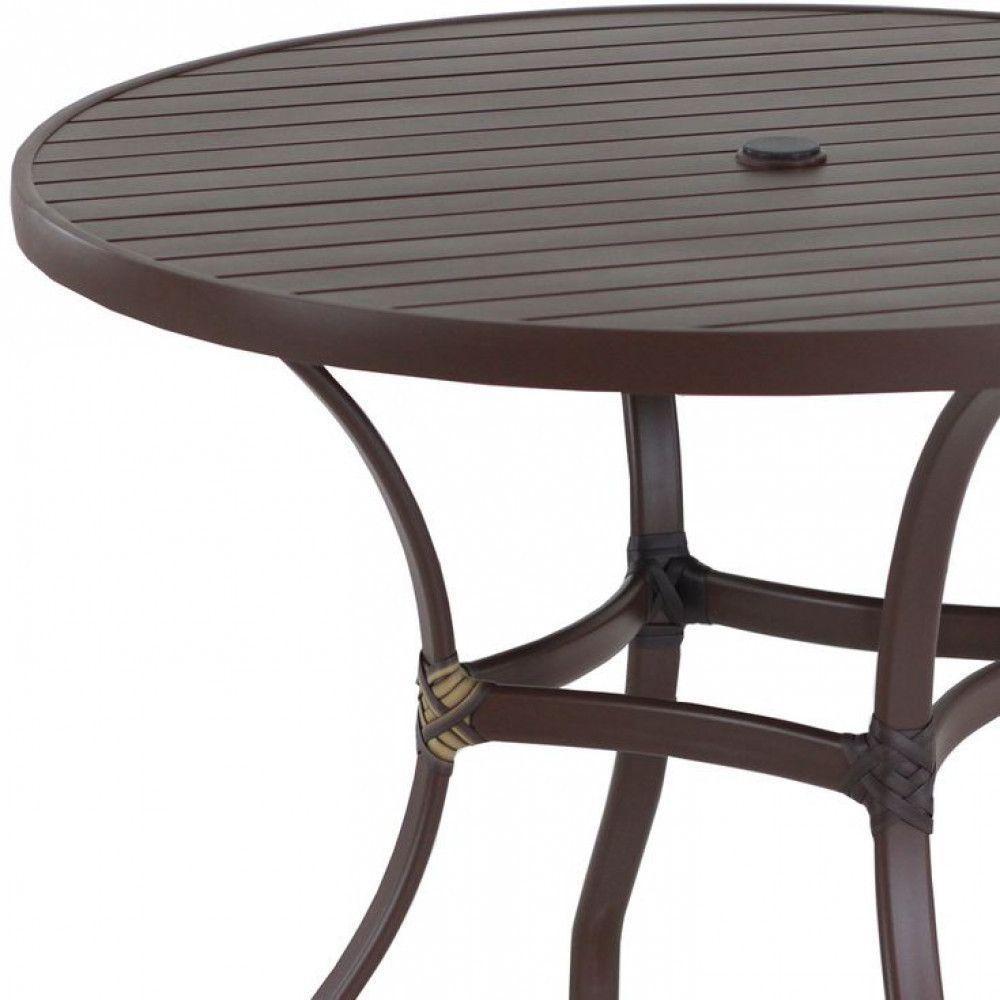 Mesa Roma Com Tampo Ripado 80cm Alumínio - Varanda Cozinha Marrom - 6