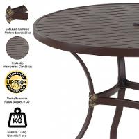 Mesa Roma Com Tampo Ripado 80cm Alumínio - Varanda Cozinha Marrom