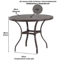 Mesa Roma Com Tampo Ripado 80cm Alumínio - Varanda Cozinha Marrom - 8
