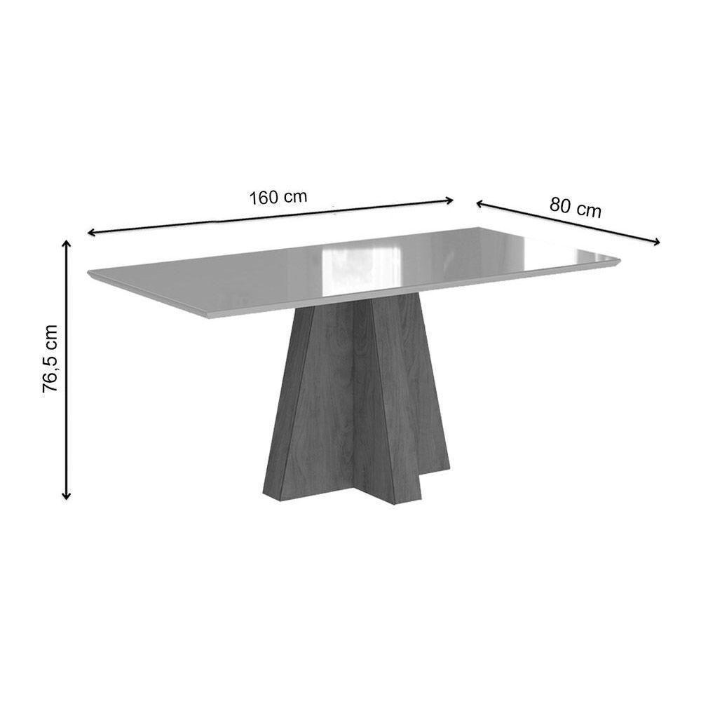 Mesa de Sala Jantar Patricia c/Tampo Madeirado Vidro 160X80cm Cinamomo/Off White - Cimol - 5