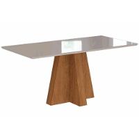 Mesa de Sala Jantar Patricia c/Tampo Madeirado Vidro 160X80cm Cinamomo/Off White - Cimol - 2