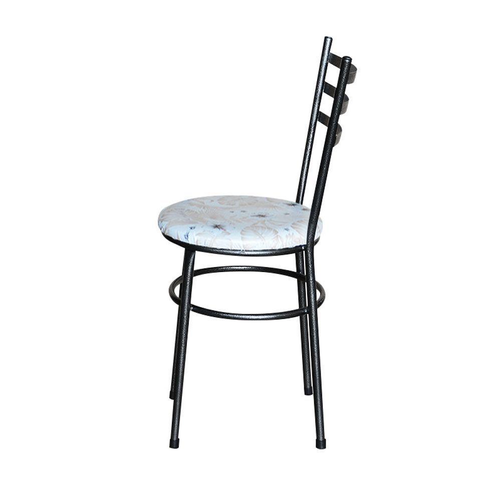 Conjunto 4 Cadeiras Para Cozinha Epoxi Preta Craqueada Assento Floral Areia - 1