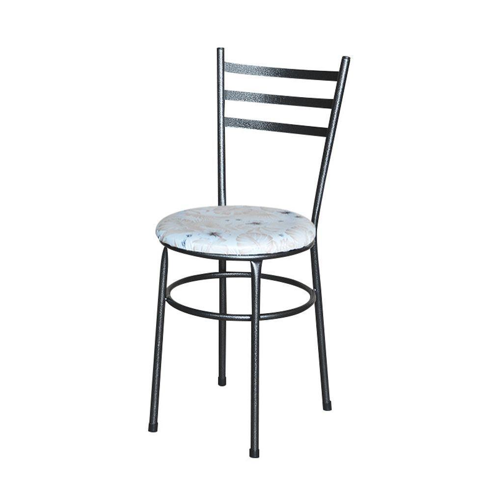 Conjunto 4 Cadeiras Para Cozinha Epoxi Preta Craqueada Assento Floral Areia - 3