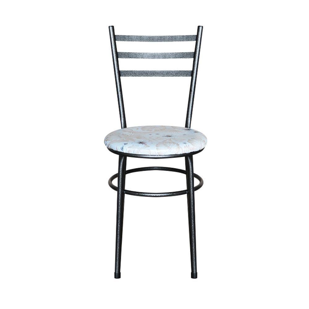 Conjunto 4 Cadeiras Para Cozinha Epoxi Preta Craqueada Assento Floral Areia - 5