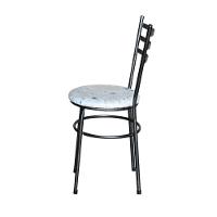 Conjunto 4 Cadeiras Para Cozinha Epoxi Preta Craqueada Assento Floral Areia - 1