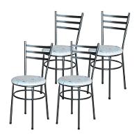 Conjunto 4 Cadeiras Para Cozinha Epoxi Preta Craqueada Assento Floral Areia - 2