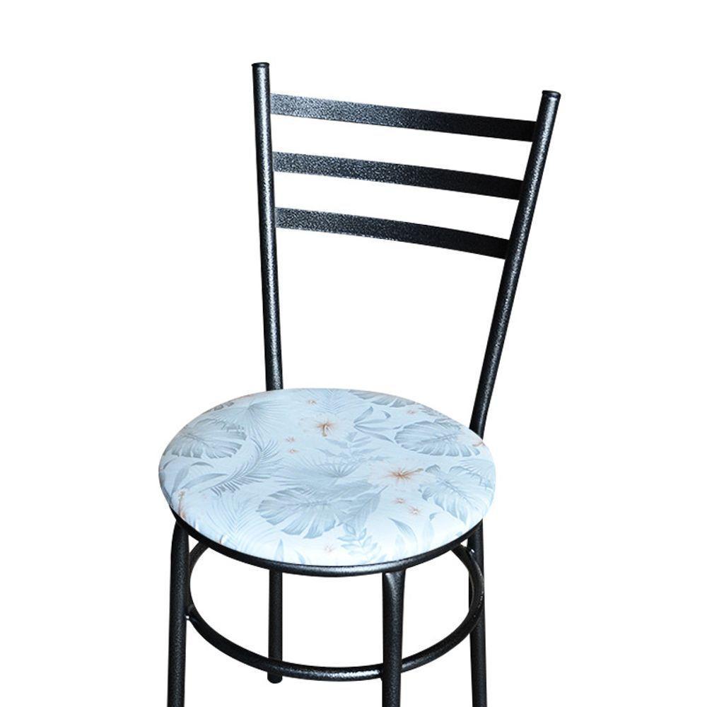 Conjunto 4 Cadeiras Para Cozinha Epoxi Preta Craqueada Assento Floral Gelo - 3