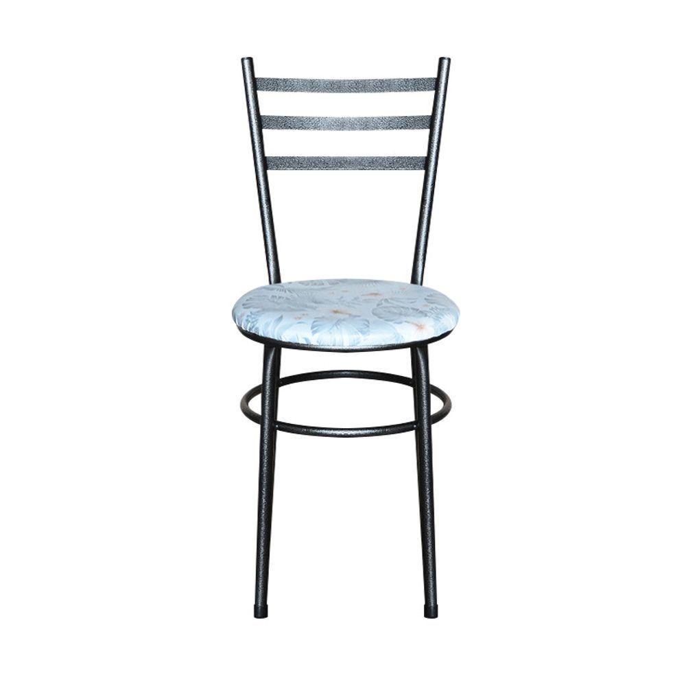 Conjunto 4 Cadeiras Para Cozinha Epoxi Preta Craqueada Assento Floral Gelo - 4