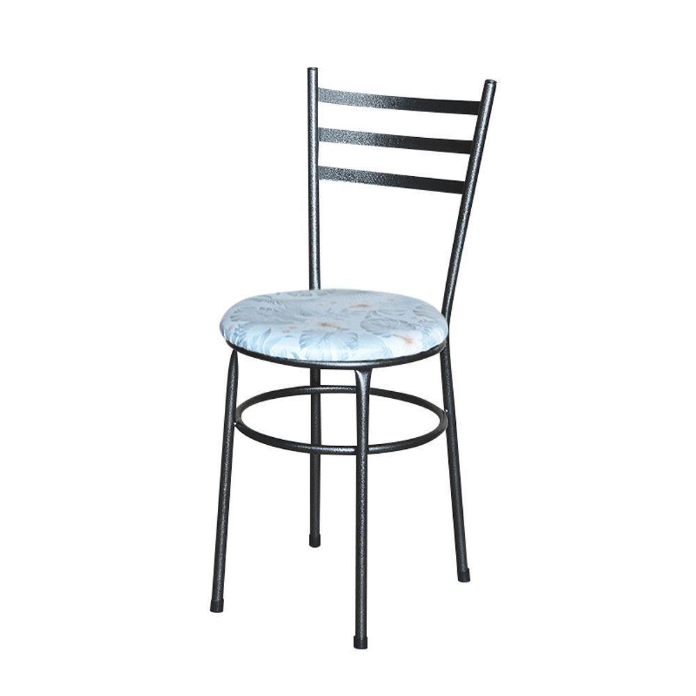 Conjunto 4 Cadeiras Para Cozinha Epoxi Preta Craqueada Assento Floral Gelo - 5