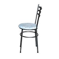 Conjunto 4 Cadeiras Para Cozinha Epoxi Preta Craqueada Assento Floral Gelo - 2