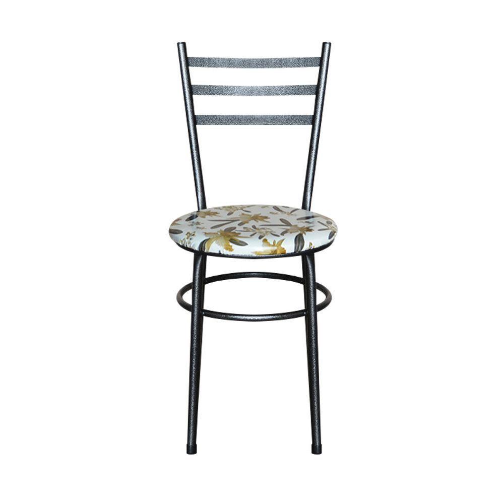 Conjunto 4 Cadeiras Para Cozinha Epoxi Preta Craqueada Assento Floral Orquídea - 2