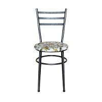 Conjunto 4 Cadeiras Para Cozinha Epoxi Preta Craqueada Assento Floral Orquídea - 2