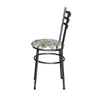 Conjunto 4 Cadeiras Para Cozinha Epoxi Preta Craqueada Assento Floral Orquídea - 3