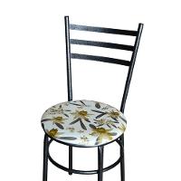 Conjunto 4 Cadeiras Para Cozinha Epoxi Preta Craqueada Assento Floral Orquídea - 4