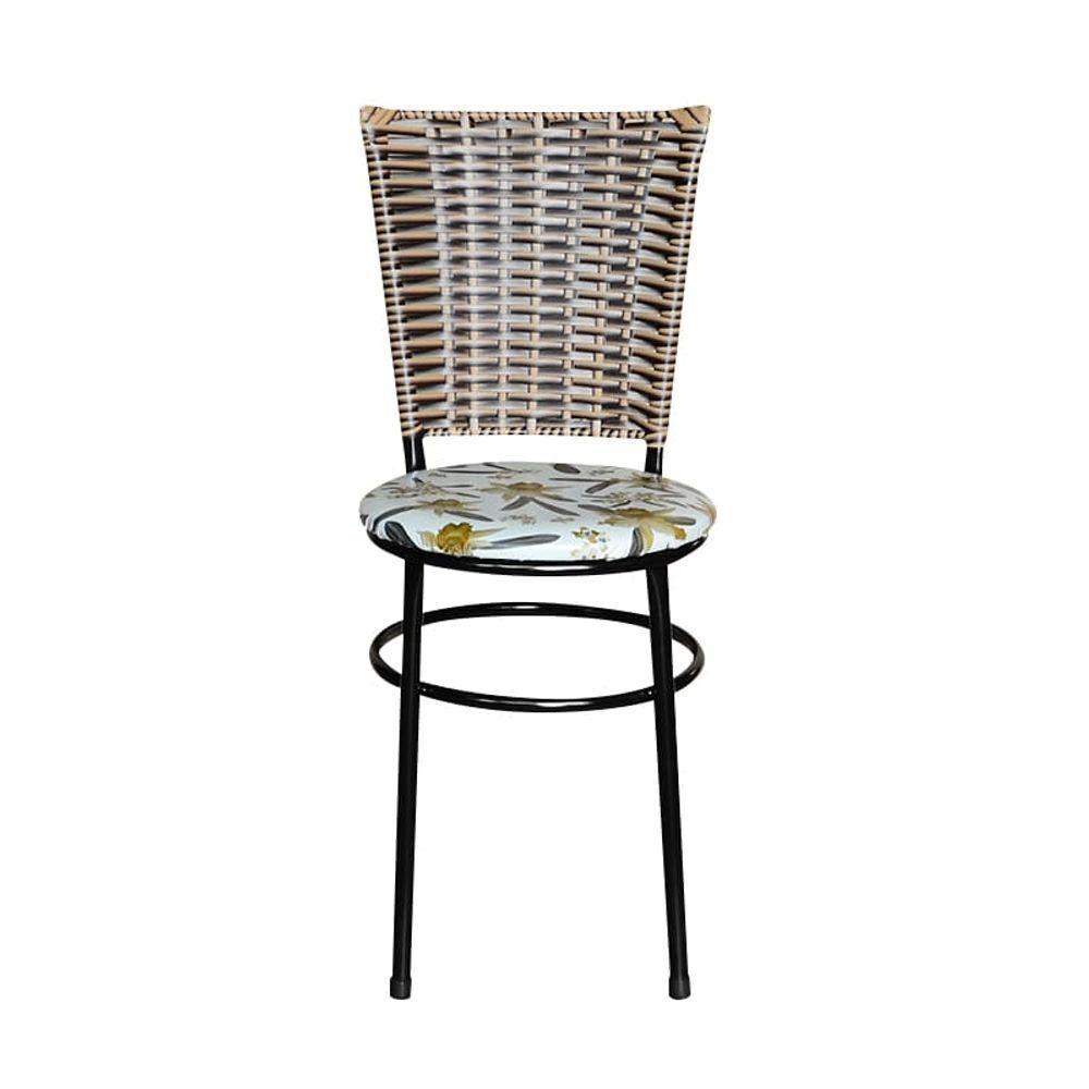 2 Cadeiras Preta Para Cozinha Hawai Avelã Assento Floral Orquídea - 3
