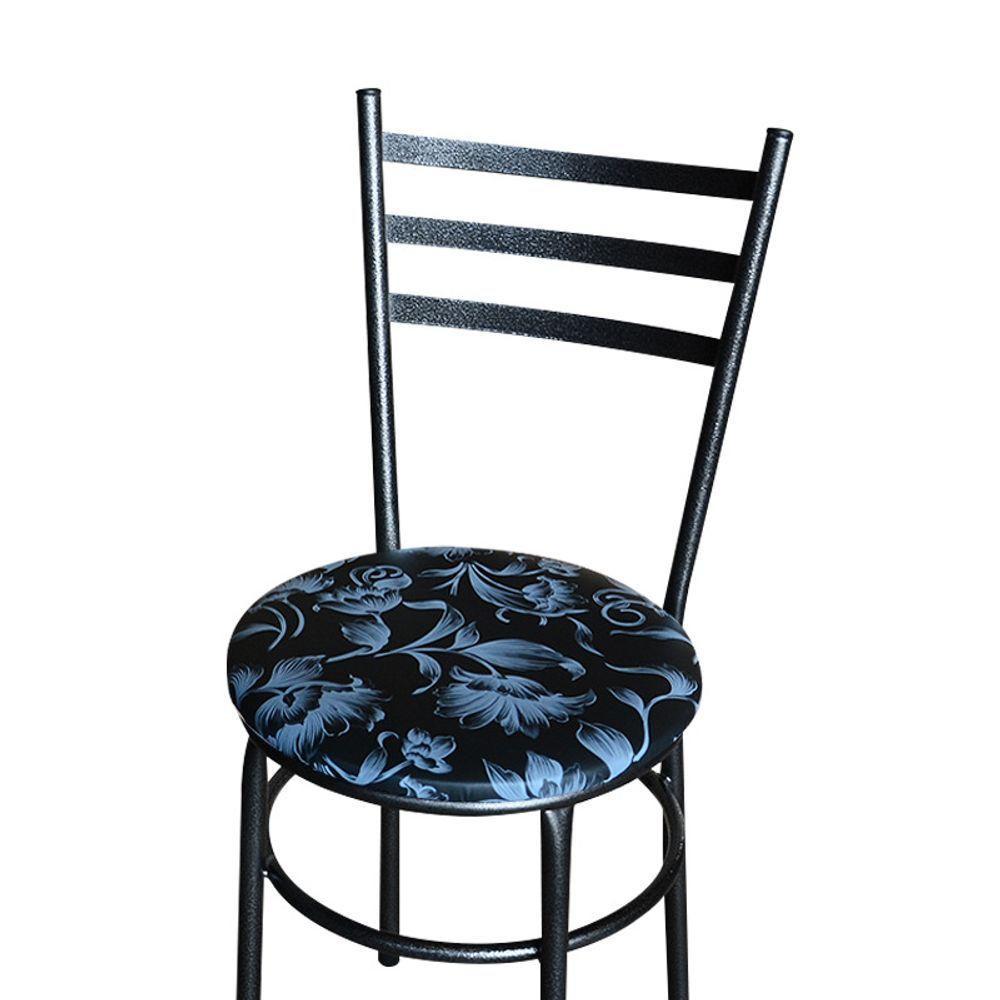 Conjunto 4 Cadeiras Para Cozinha Epoxi Preta Craqueada Assento Floral Preto - 1