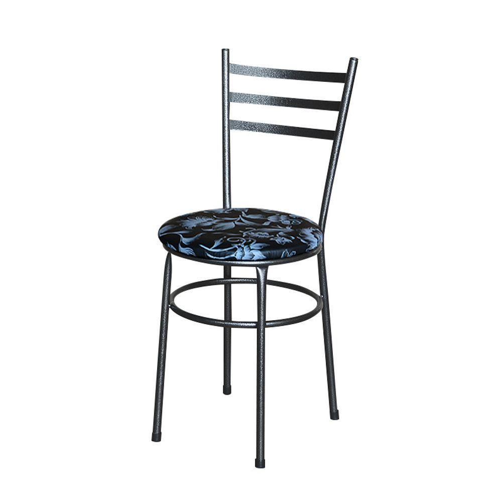 Conjunto 4 Cadeiras Para Cozinha Epoxi Preta Craqueada Assento Floral Preto - 5