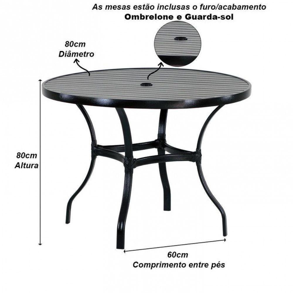 Mesa Roma Com Tampo Ripado 80cm Alumínio - Varanda Cozinha Preto - 4