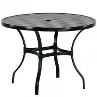 Mesa Roma Com Tampo Ripado 80cm Alumínio - Varanda Cozinha Preto - 2