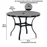 Mesa Roma Com Tampo Ripado 80cm Alumínio - Varanda Cozinha Preto