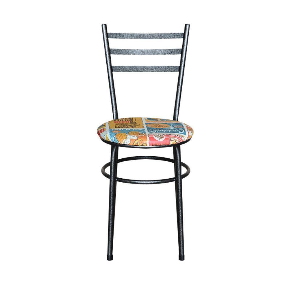 Conjunto 4 Cadeiras Para Cozinha Epoxi Preta Craqueada Assento Floral Happy Hour - 3