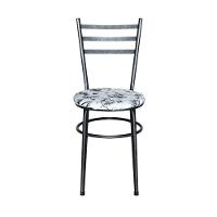 Conjunto 4 Cadeiras Para Cozinha Epoxi Preta Craqueada Assento Floral Branco - 1