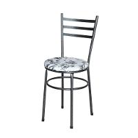 Conjunto 4 Cadeiras Para Cozinha Epoxi Preta Craqueada Assento Floral Branco - 2