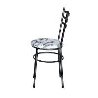 Conjunto 4 Cadeiras Para Cozinha Epoxi Preta Craqueada Assento Floral Branco - 5