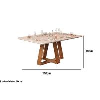 Mesa de Sala Jantar Celeste c/Tampo Madeirado Vidro Curvo 160x90cm Freijo/Cinza Urbano - DJ Móveis - 6